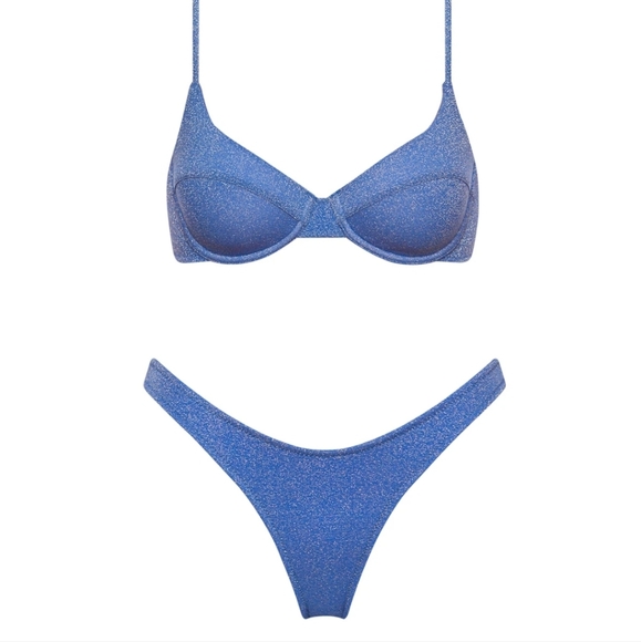 Blue sparkle bathing suit bra style top - Picture 2 of 5